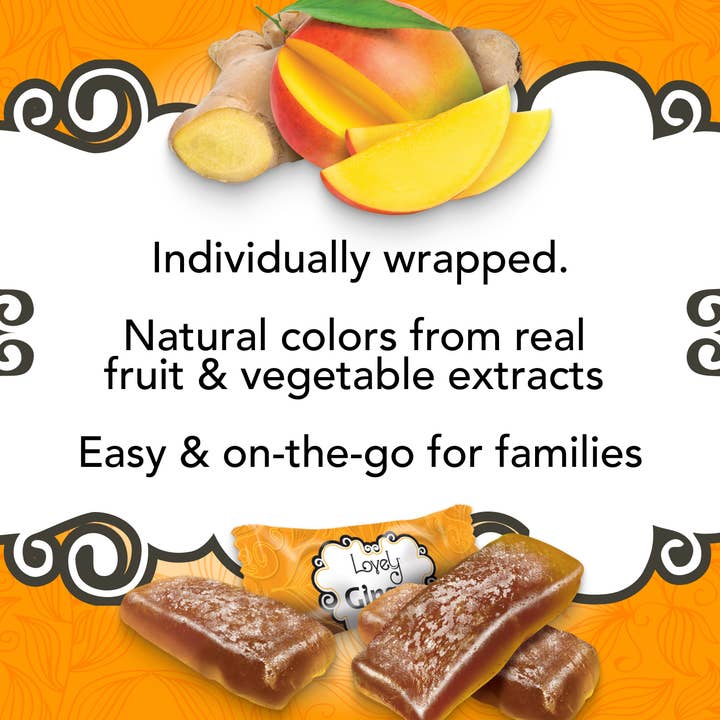 Lovely Candy Company - Wholesale Gummy - Mango Ginger Chews Candy - Gluten Free, Vegan, Non-GMO4