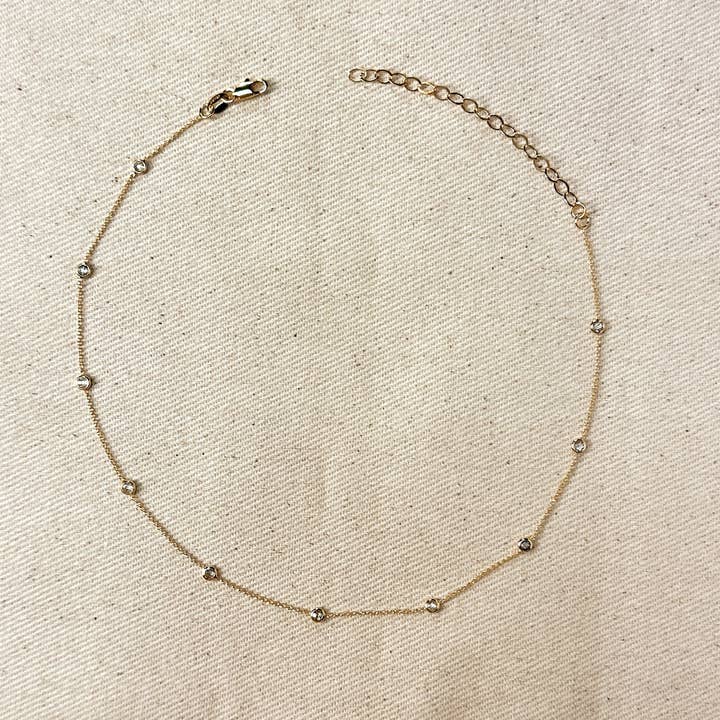GoldFi - Vente Collier maille et chaîne - Collier en plaqué or 18 carats avec sertissage CZ6