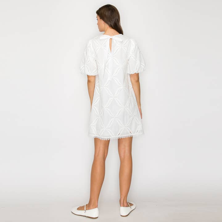 LoveWednesday - Wholesale Dress - Women's - Pure White Cotton with Embroidery Mini Dress - LWD29953