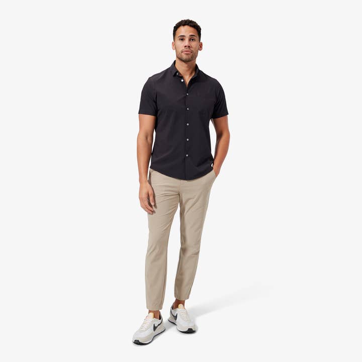 Chemise habillée Leeward SS - Noir uni pour la vente par Mizzen+Main