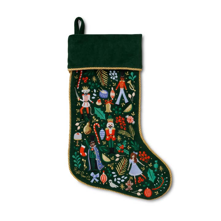 Nutcracker Embroidered Stocking for wholesale by Rifle Paper Co