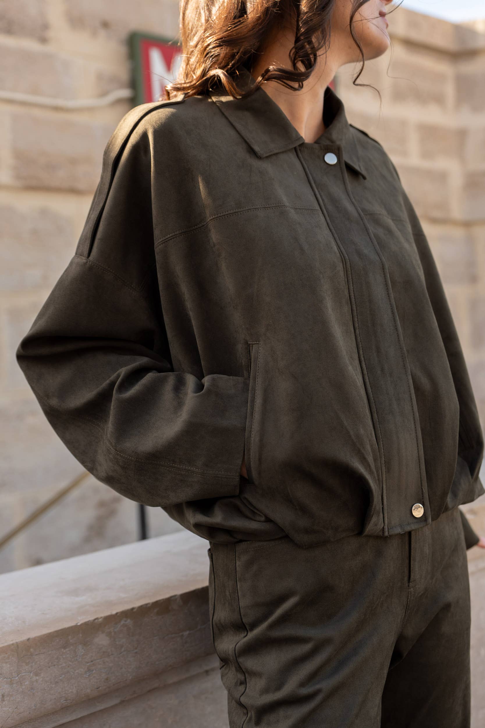 Attentif Paris - Wholesale Bomber Jacket - Women's - Oversized bomber jacket in suede with a loose fit10