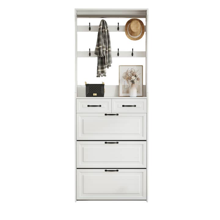 White Avenue Entryway Storage Shoe Cabinet with 2 Drawers for wholesale on Faire6