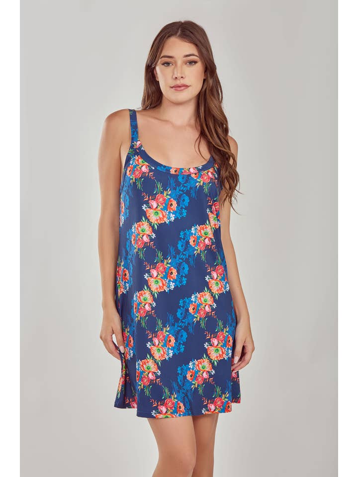 Blue Elsia Printed Self Tie Robe with Inner Ties for wholesale on Faire