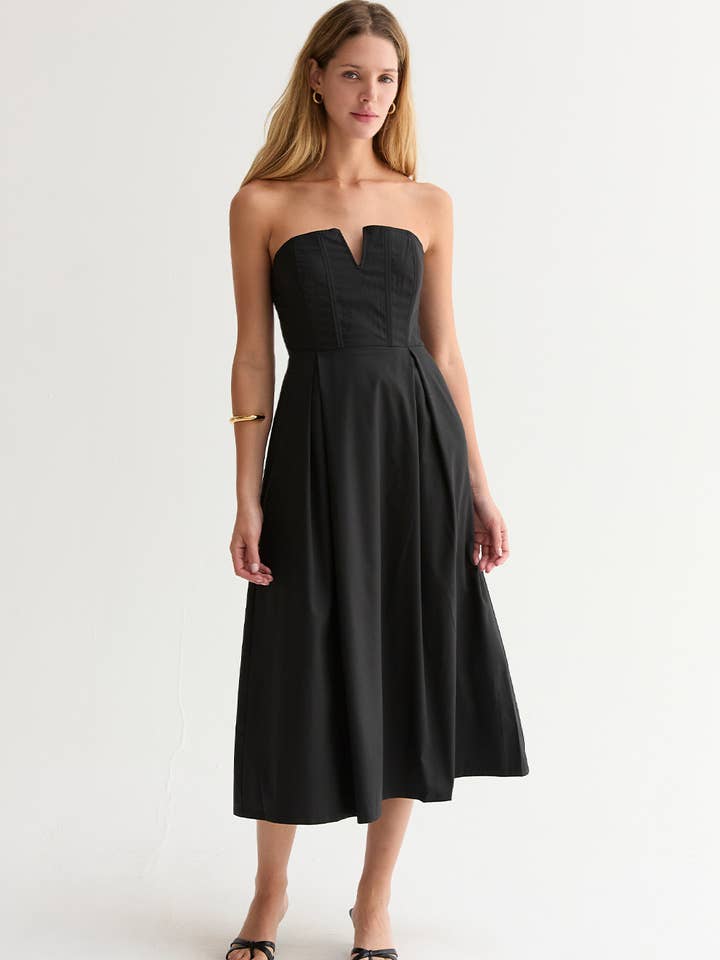 CD8497-1 - Zae V-Wire Modal Blend Midi Dress for wholesale by Crescent