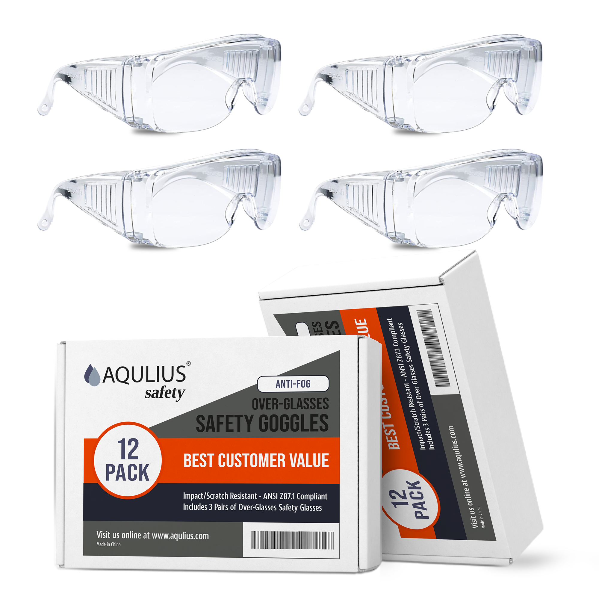 Aqulius - Vente Lunettes de vue – unisexe - Lunettes de sécurité Over the Eyeglasses - Anti-buée ANSI Z87.10