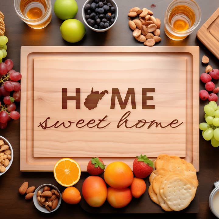 West Virginia Home Sweet Home Cutting Board - Custom State for wholesale by Southern Farm Signs