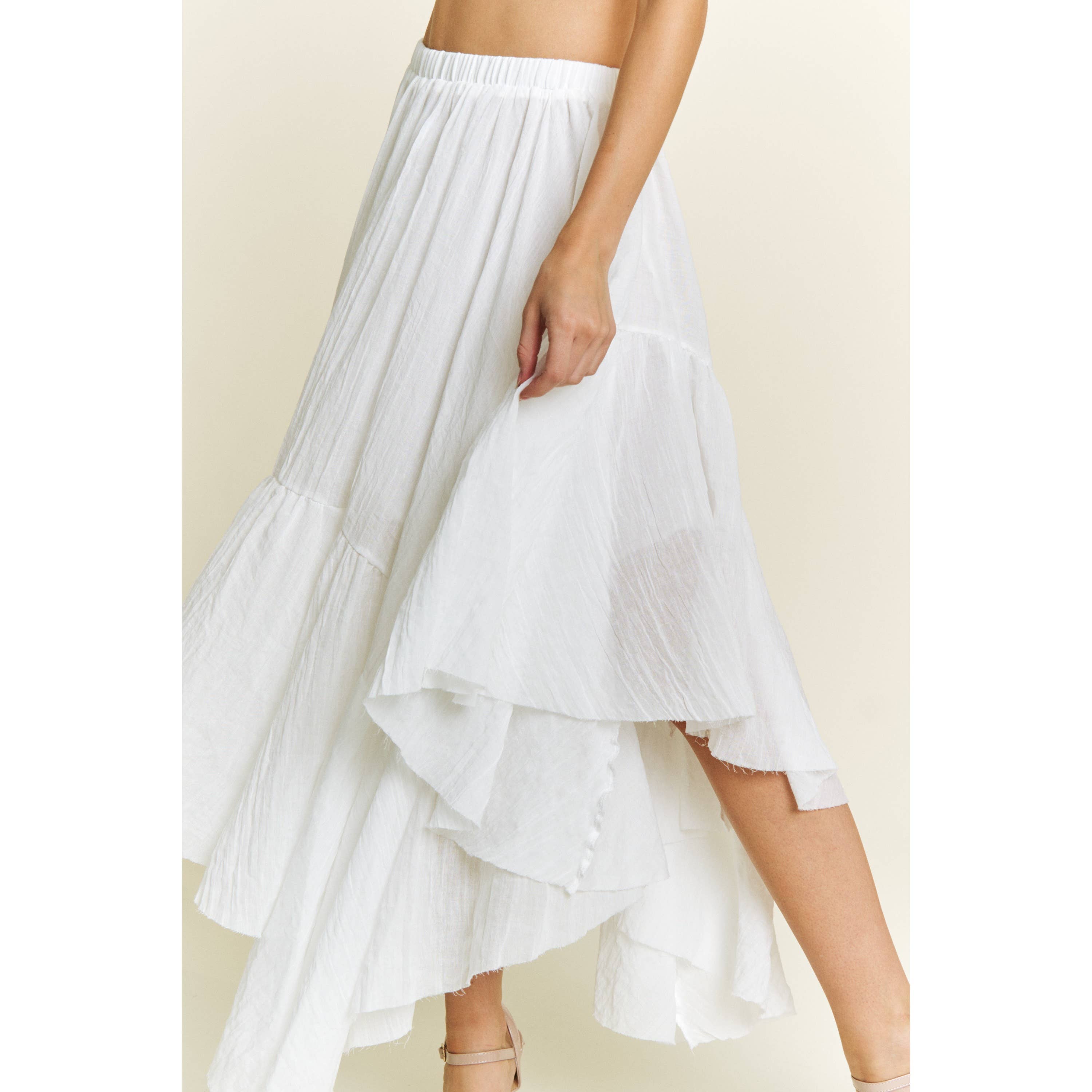 Sweet Generis - Wholesale Skirt - Women's -  Asymmetrical Raw-Edge Ruched Skirt - Charcoal19