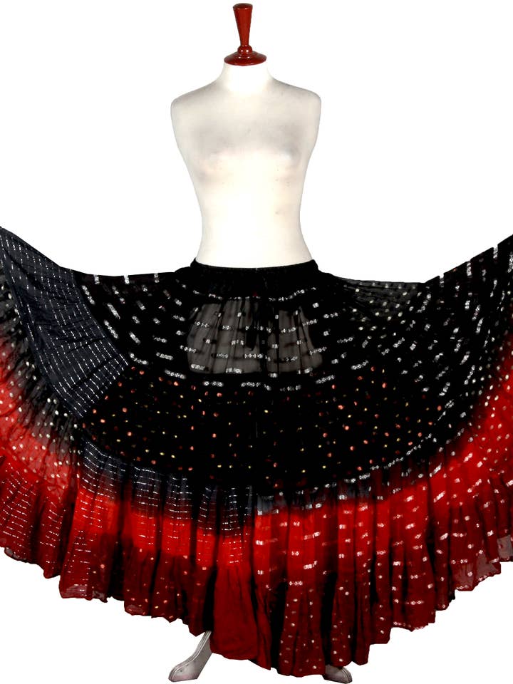 Senoritas nederdel Wow Sort Rød Burgundy for engroshandel hos Senoritas Tribal Designs