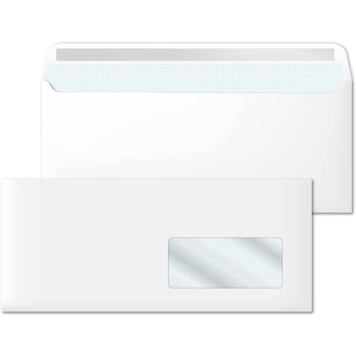 MEDEL OFFICE - Wholesale Envelopes - White Window Envelopes 225x115mm Self-Adhesive Closure 50pcs