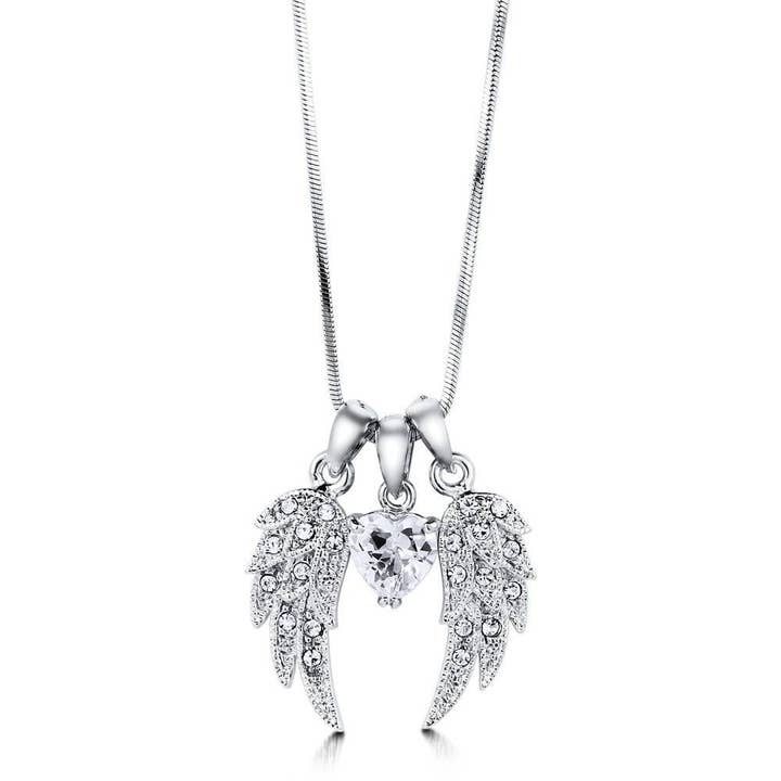 BERRICLE Angel Wings Cubic Zirconia CZ Pendant Necklace for wholesale by BERRICLE