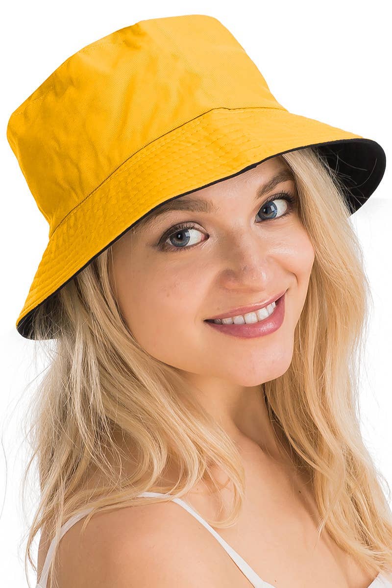 Cap Zone - Vente Bob – unisexe - Chapeau seau en coton uni réversible à fond noir9