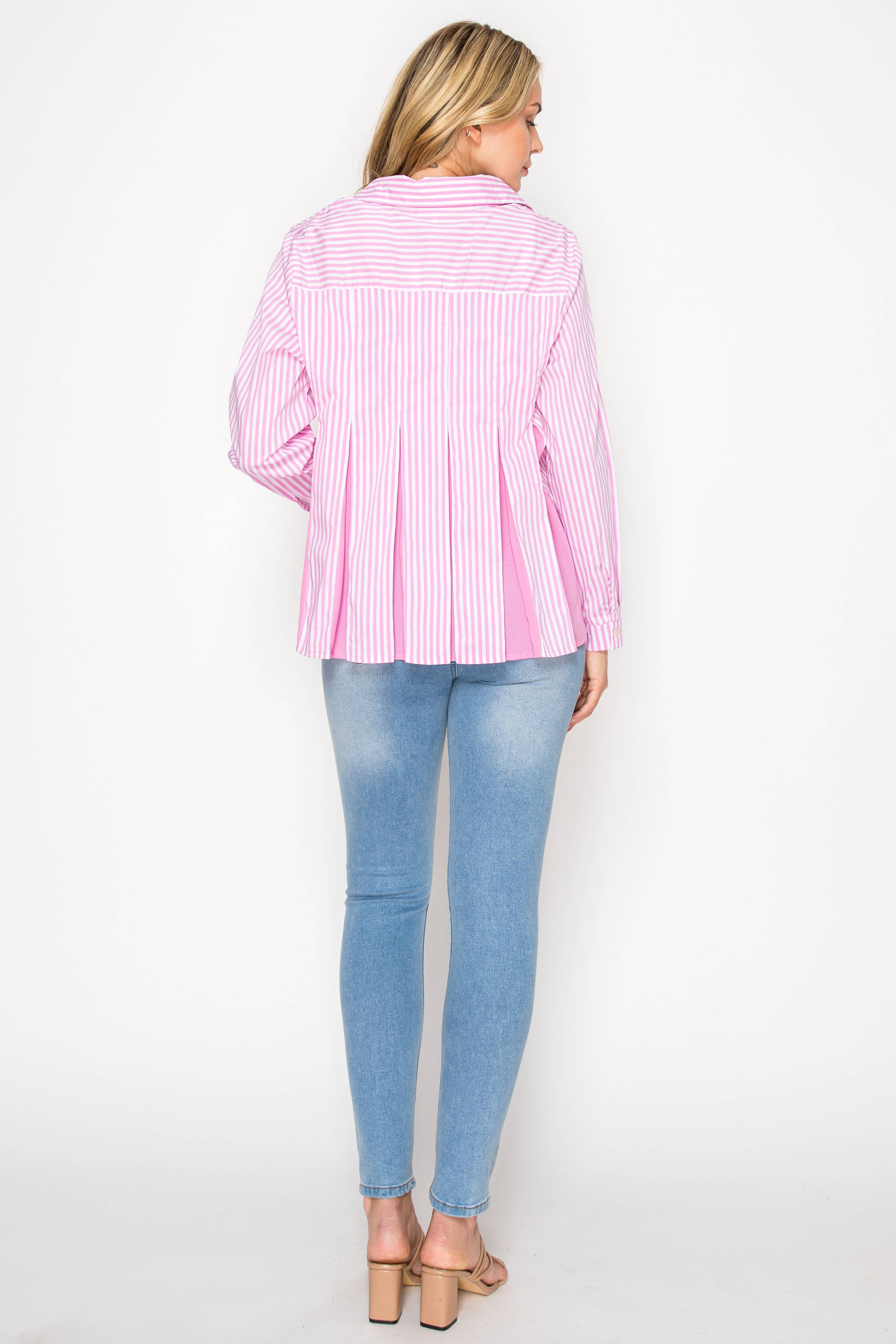 Joh Apparel - Wholesale Button Down Shirt - Women's - Jenn Shirt with Pleating Details11