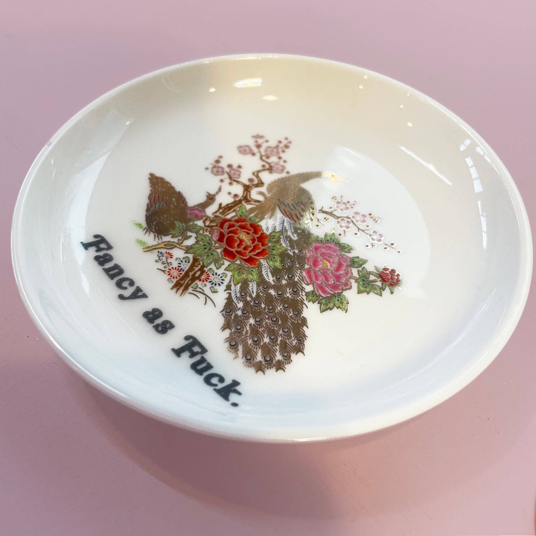 Dirty Lola - Wholesale Jewellery dish - "FANCY AS FUCK." PEACOCK TRINKET TRAY2
