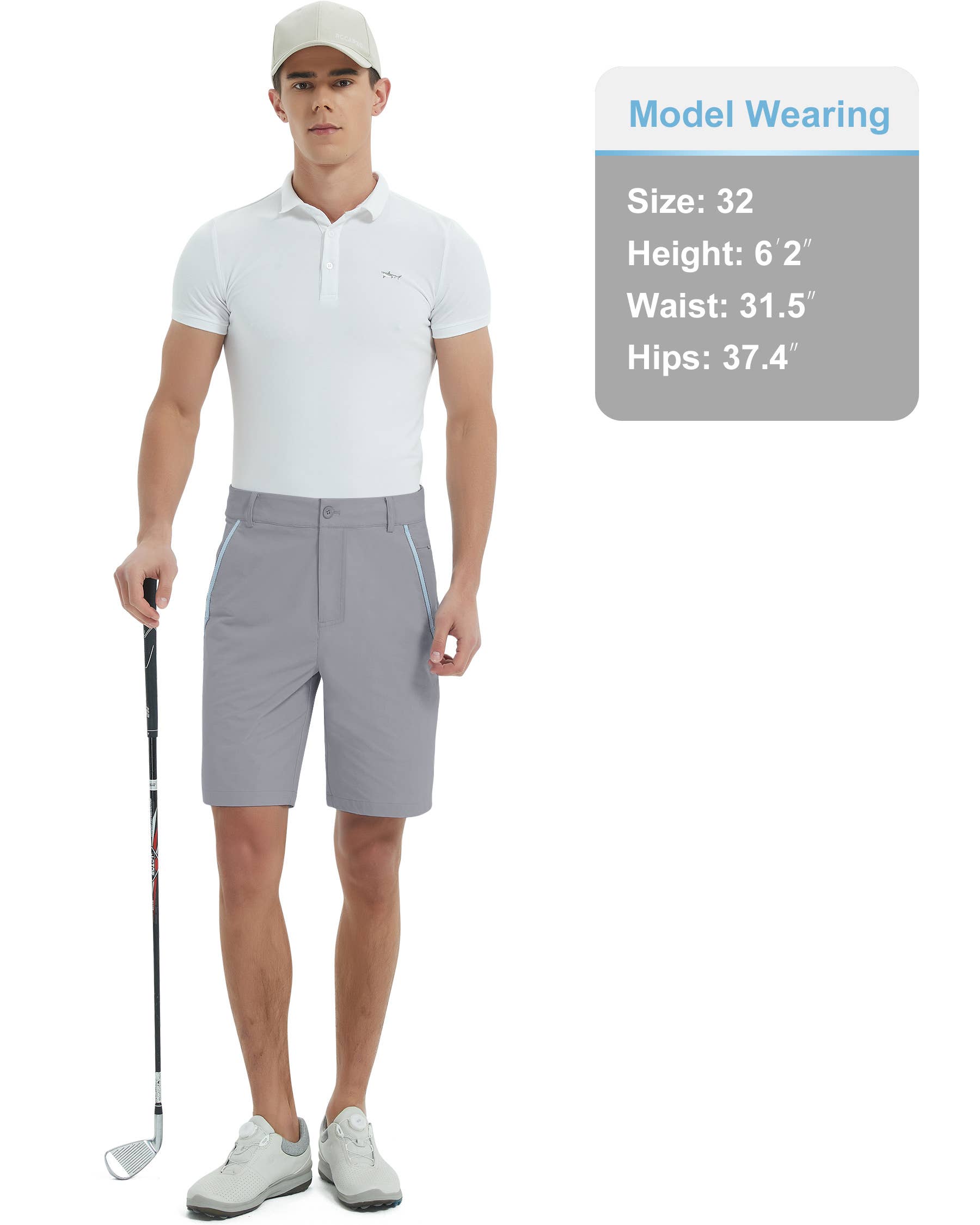 Qing Dao Lai Si Ma Te Fang Zhi You Xian Gong Si - Vente Short de sport – homme - Short de golf stretch pour hommes avec poches, taille élastique20