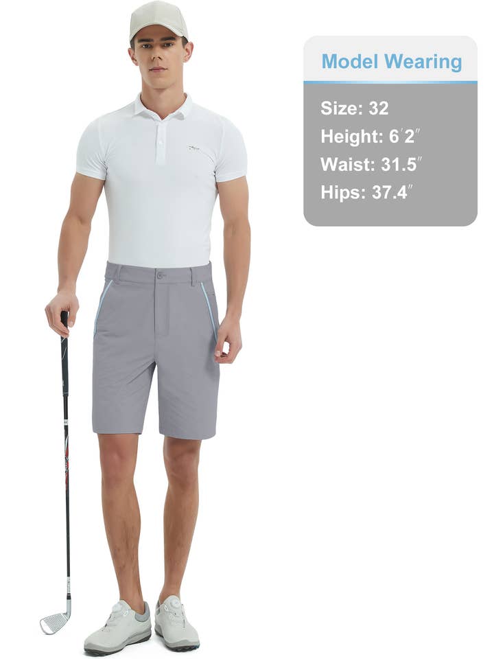 Qing Dao Lai Si Ma Te Fang Zhi You Xian Gong Si - Vente Short de sport – homme - Short de golf stretch pour hommes avec poches, taille élastique20