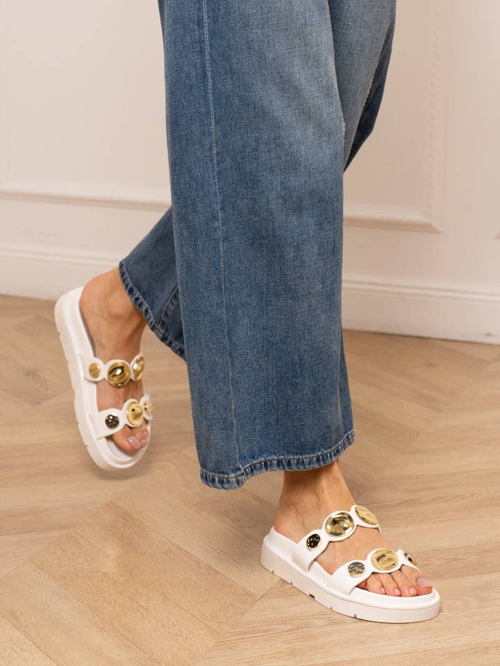 Stephan Paris - Wholesale Sandals - Women's - Modern sandals with metallic embellishments QQ-2627