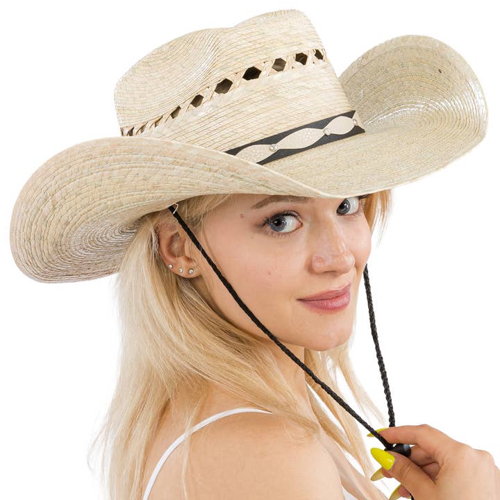 Cap Zone - Venta al por mayor Sombrero cowboy - Mujer - Sombrero Vaquero de Paja con Ventilación Biggs Palm4