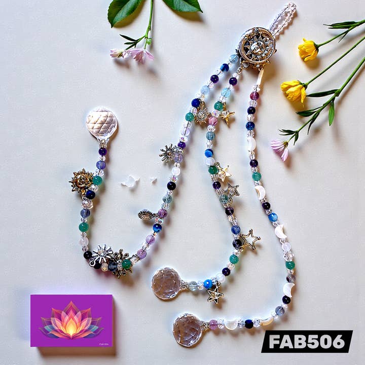 Suncatcher, Celestial in Silver, Gemstones and Crystals for wholesale by Funky Aura Boutique