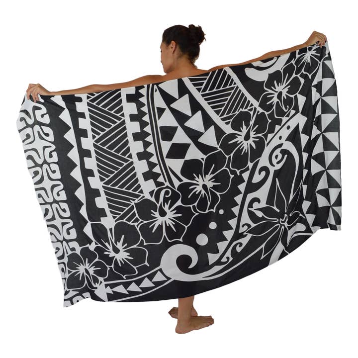 Tribal Hibiscus Sarong- Pareo Beach Cover Up w/ Buckle for wholesale by Island Style Clothing Co by Akamai Distribution Ltd
