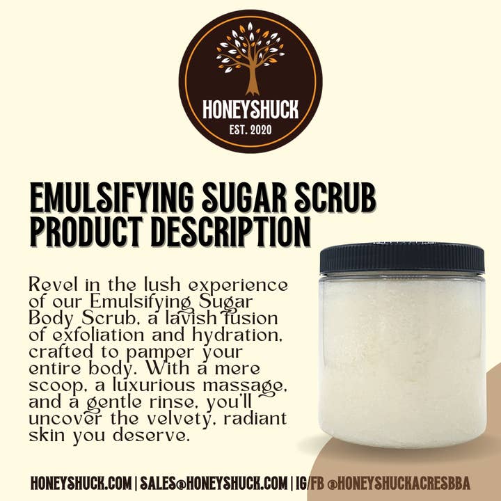 Honeyshuck Acres, LLC - Wholesale Body Scrub/Exfoliant - Sugar Body Scrub | Unlabeled | 8 oz Jar | Emulsifying1