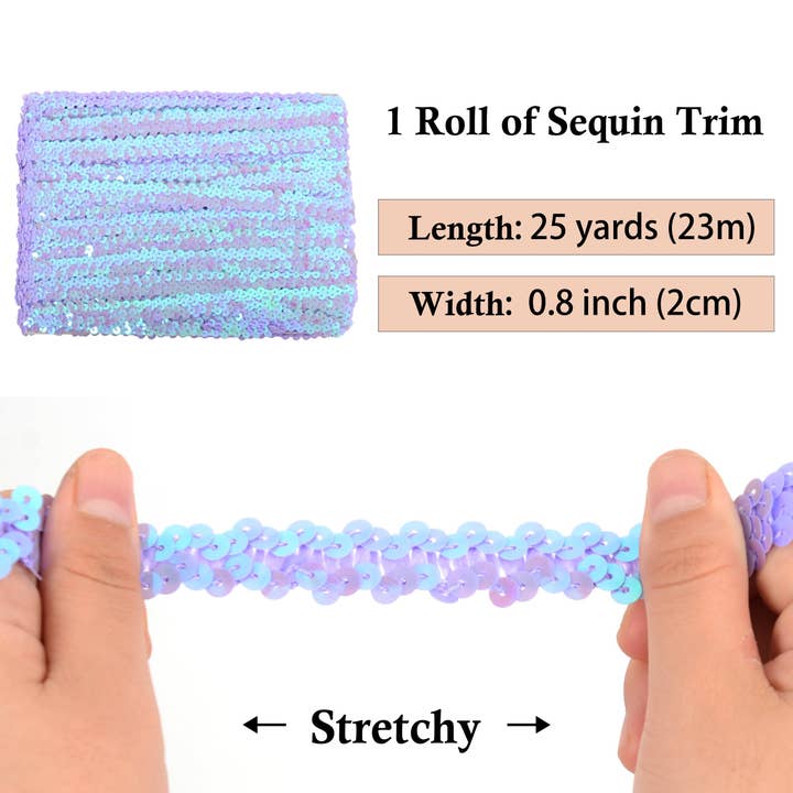 AK Brand - Wholesale Ribbon – Gift wrapping - Elastic Sequin Trim 0.8 Inch Glitter Paillette Ribbon36