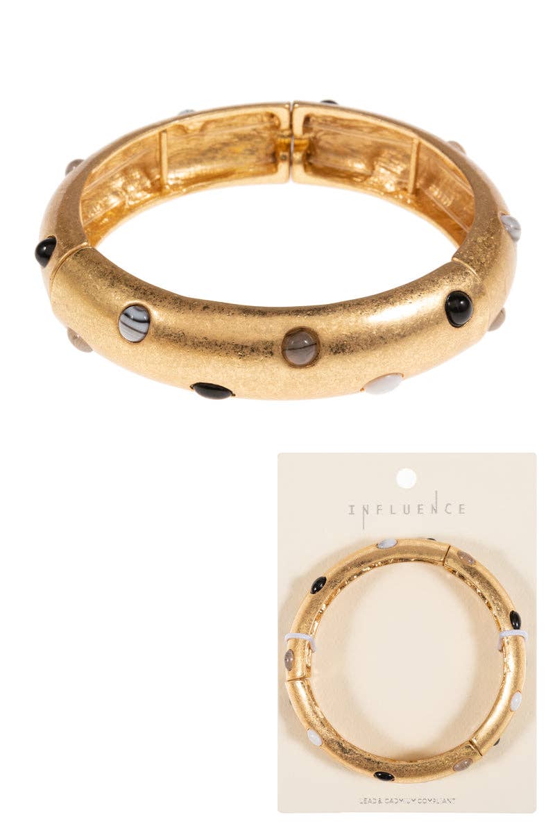 Designature New York – Engroshandel Armbånd – Vintage harpiks faux sten armbånd strækbart3