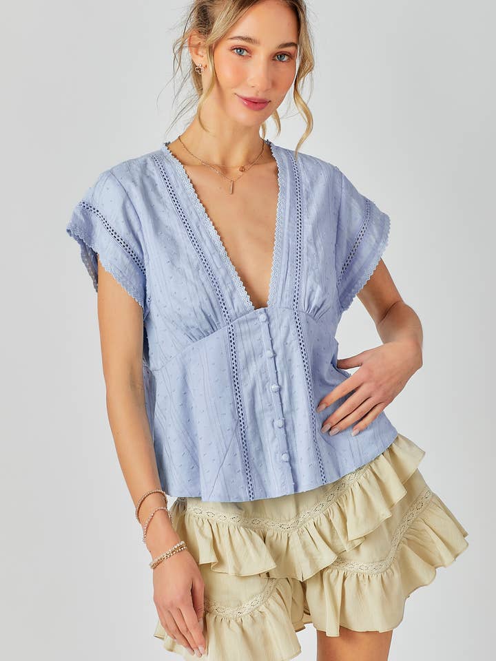 Spitzen-Kombination Peplum-Top für den Großhandel von BABY PINK