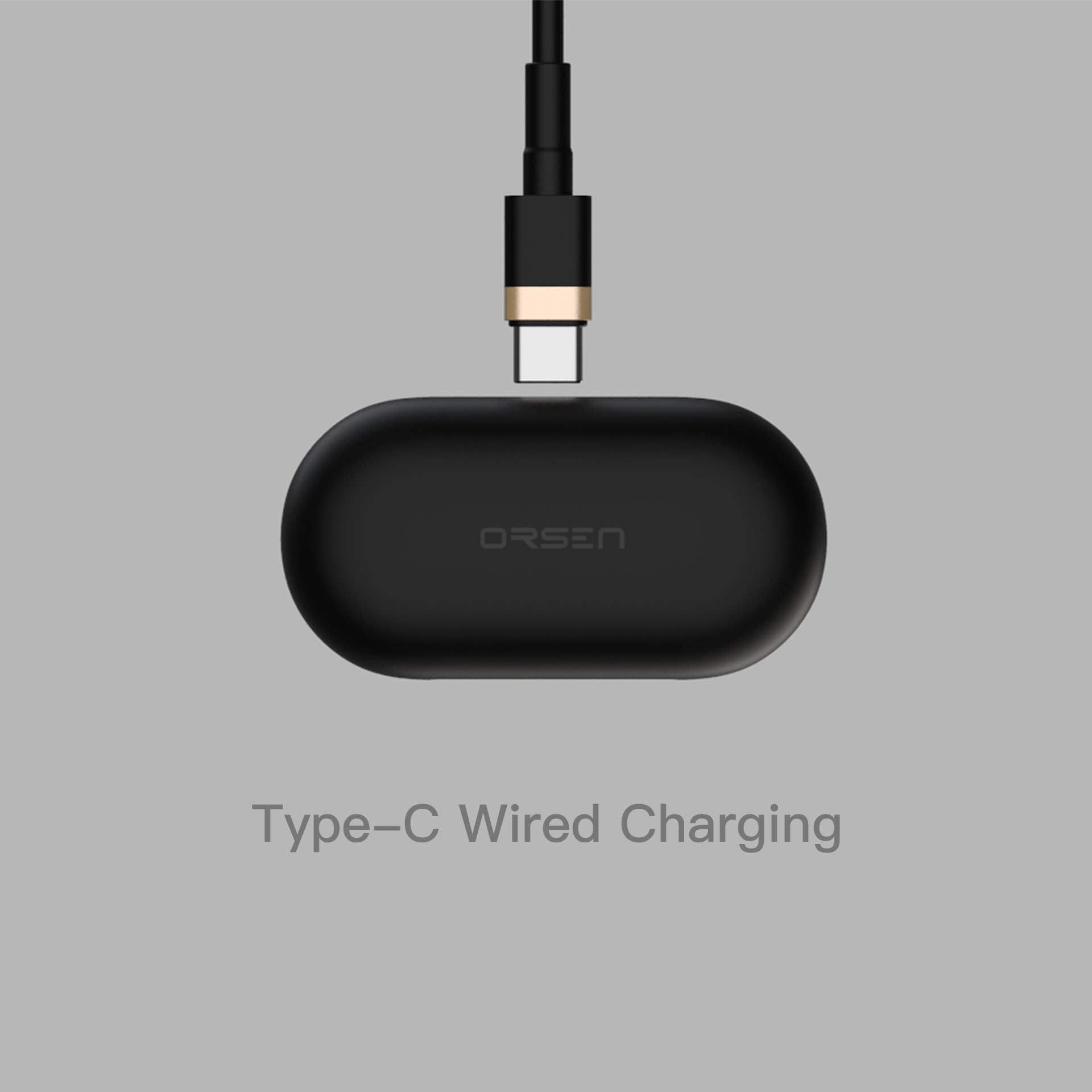 White TWS Bluetooth Earphone ORSEN T3 with wireless charging case, for wholesale on Faire9