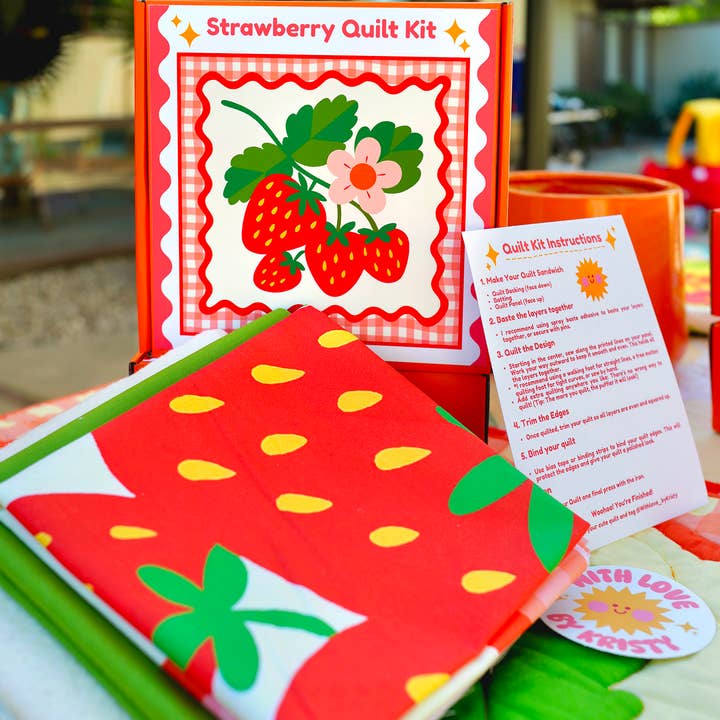 With Love by Kristy - Wholesale Craft Sewing Kit - Strawberry Whole Cloth Quilt Kit – Beginner Sewing Kit3