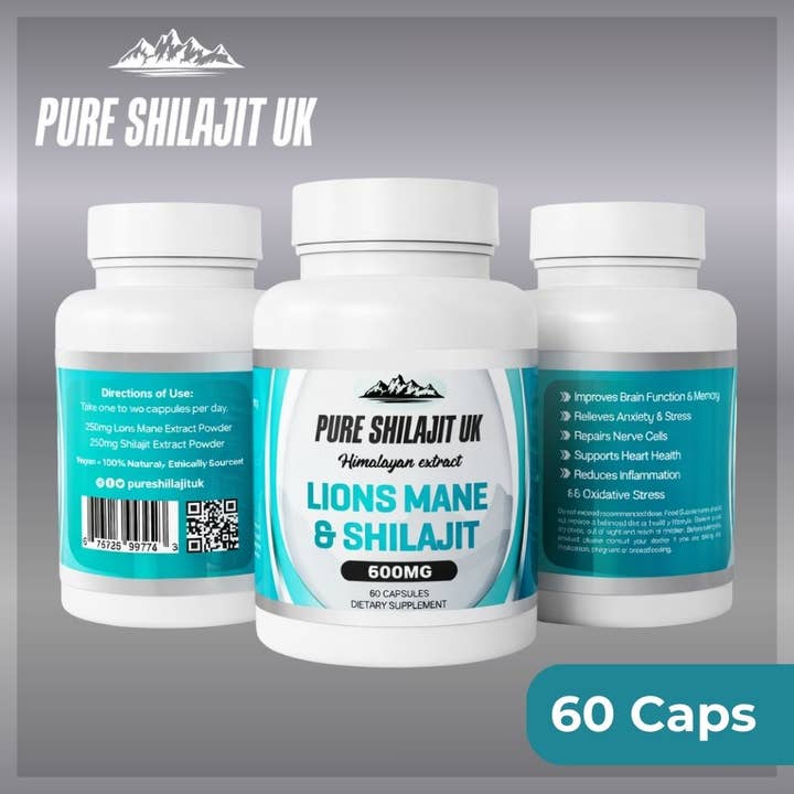 Lion’s Mane & Shilajit Capsules – Case of 500units - £4.99pu for wholesale by Pure Shilajit UK