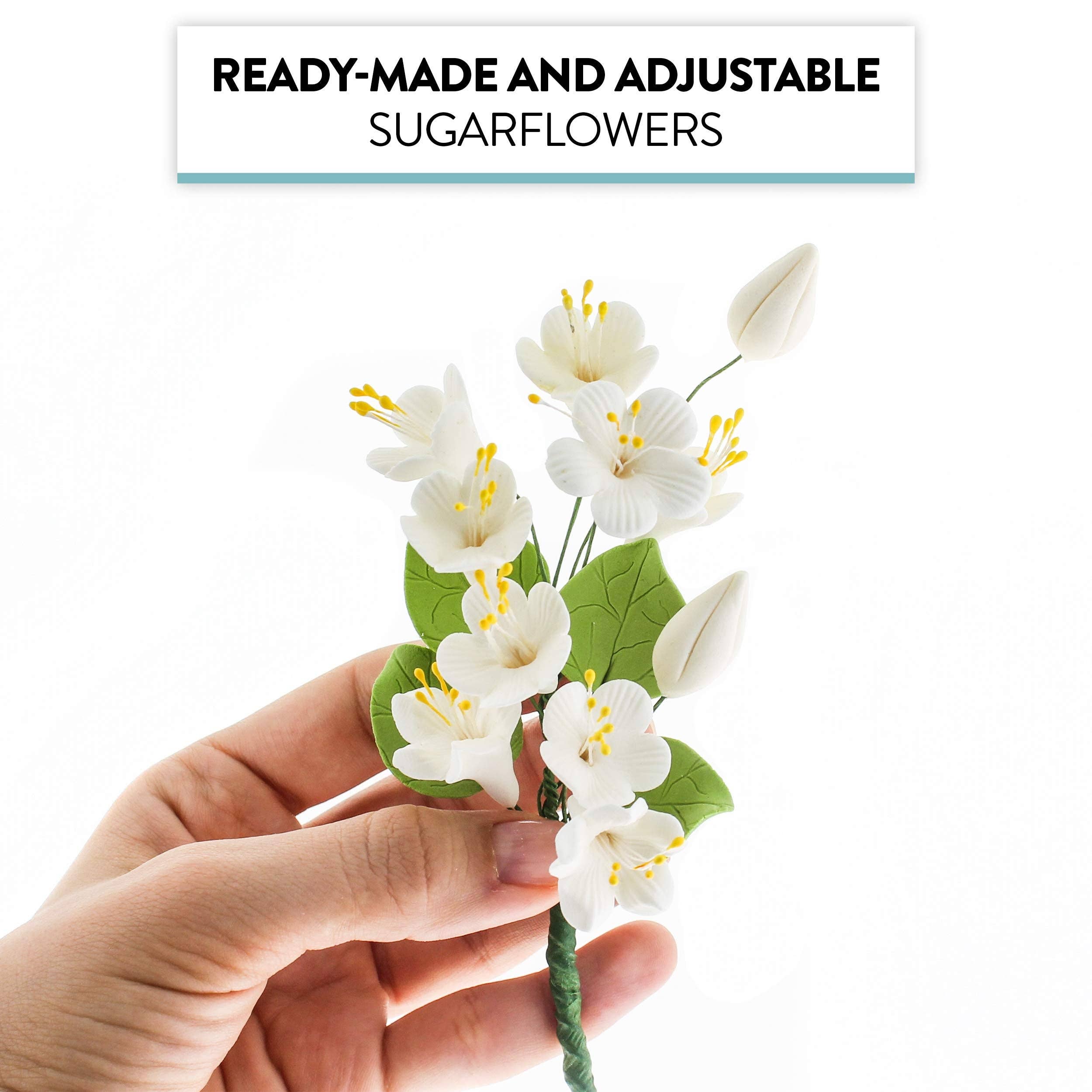 Global Sugar Art - Wholesale Cake/Cupcake Topper - Cherry Blossom Sugar Cake Flower Spray, by Global Sugar Art, White2