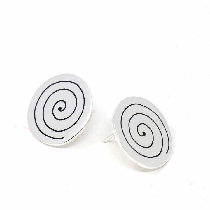 Alpaca Silver Spiral Stud Earrings for wholesale by Global Crafts