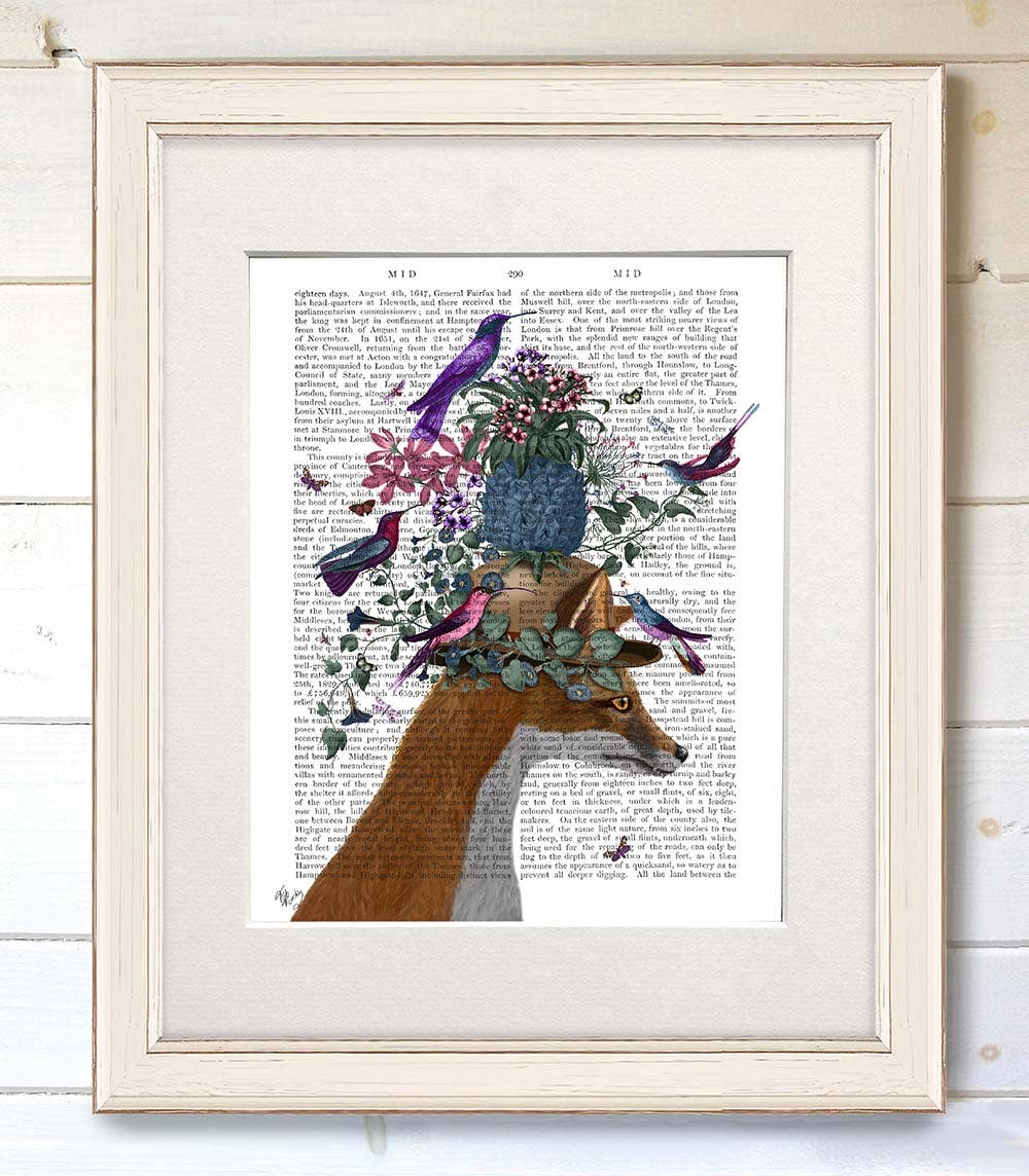 FabFunky Ltd - Wholesale Art Print - Fox Birdkeeper with Pineapple Book Print / Art Print1