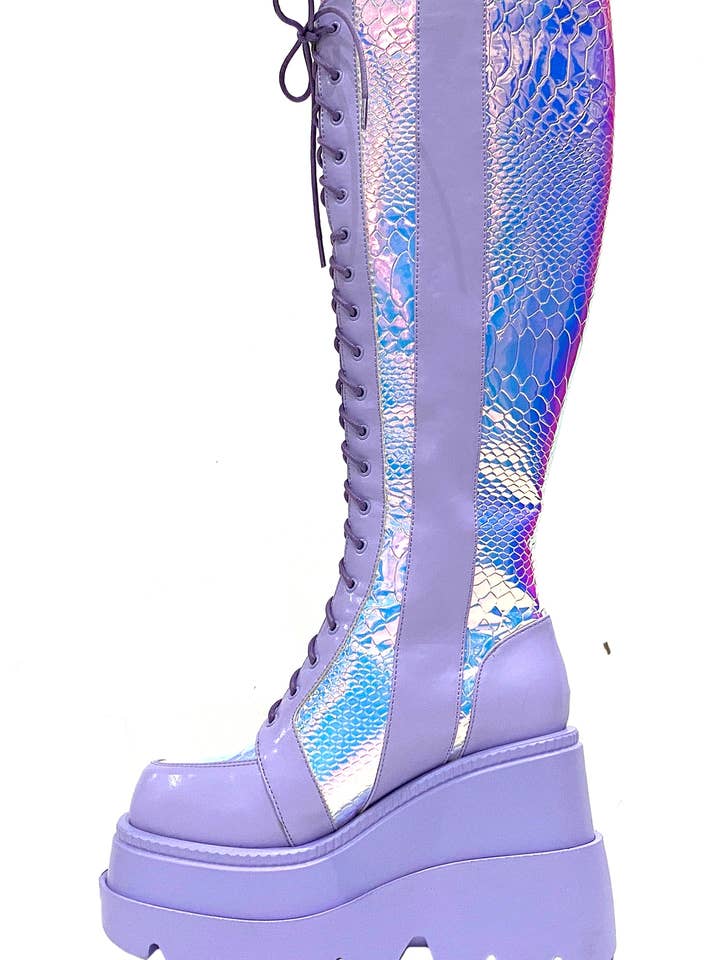 LASR – wholesale Stövlar - Dam – Fairy Kiss höga lavender platåstövlar5