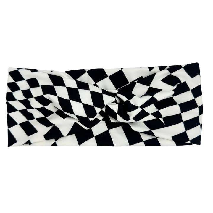 Bandeau Twist - Psychedelic Checker pour la vente par Junque Food Headband Hair Accessories