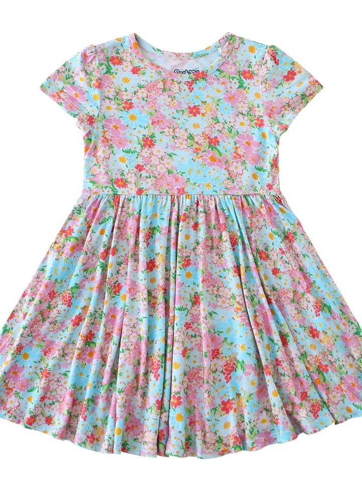 PoshTOT Spring Flower Bamboo Girls Twirl Dress for wholesale by Charlie's Project Kids