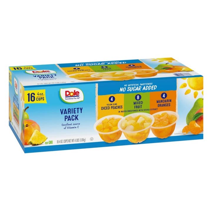 Majestic Wholesale - Wholesale Fruit Snacks - Dole No Sugar Added Mixed Fruit Variety Pack, 4 oz., 16 pk.