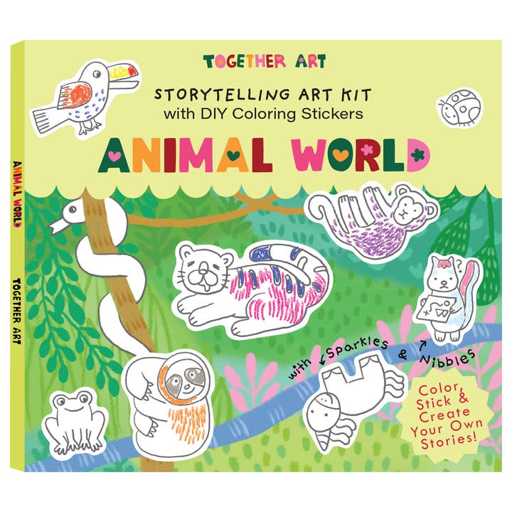 Animal World Storytelling & Coloring Sticker Kit for wholesale by together art