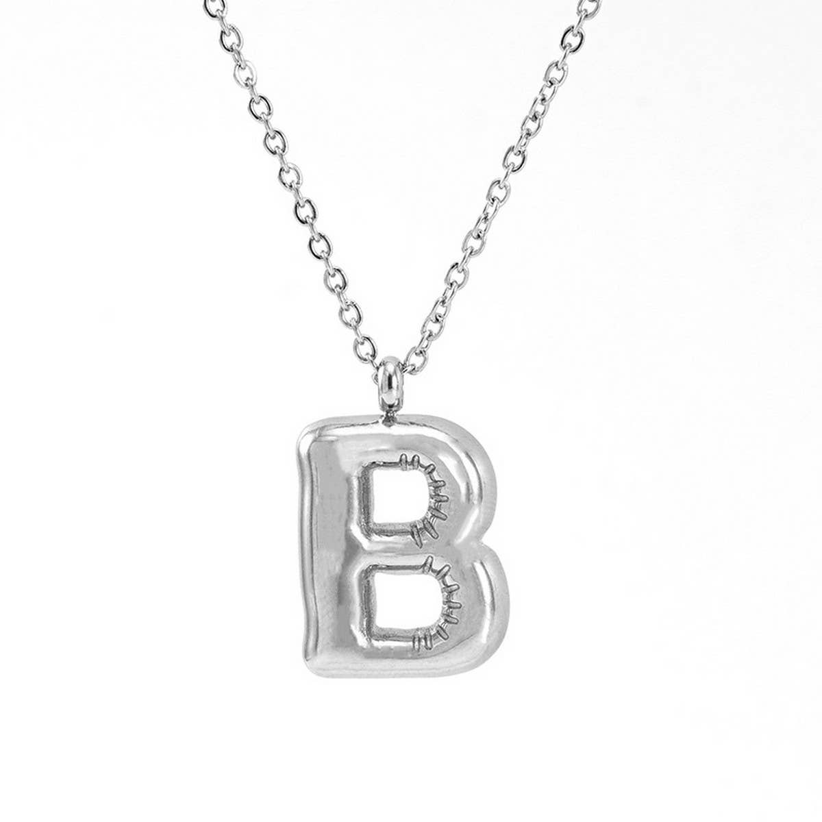 NINEXIS - Wholesale Pendant/Charm Necklace - CWAJE1946_Steel Color Bubble Letter Necklace1