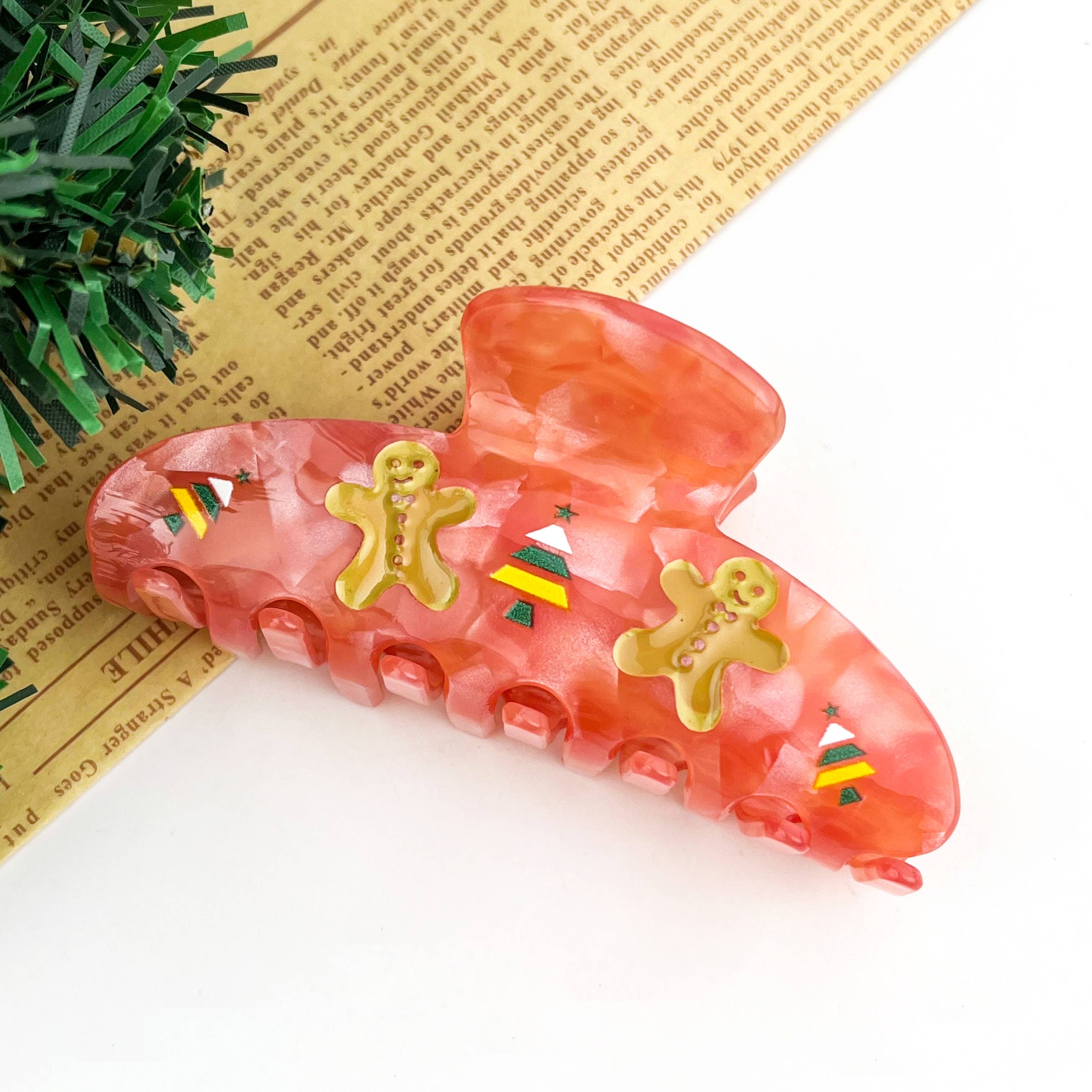 TheDivaSoap - Wholesale Hair Clip - Women's - Christmas Acetate Hair Claw, Holiday Arch-Shaped Hair Clip2