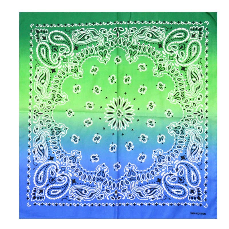 The Blissful - Wholesale Bandana - Unisex - Gradient Print Square Rainbow Paisley 100% Cotton Bandanas2