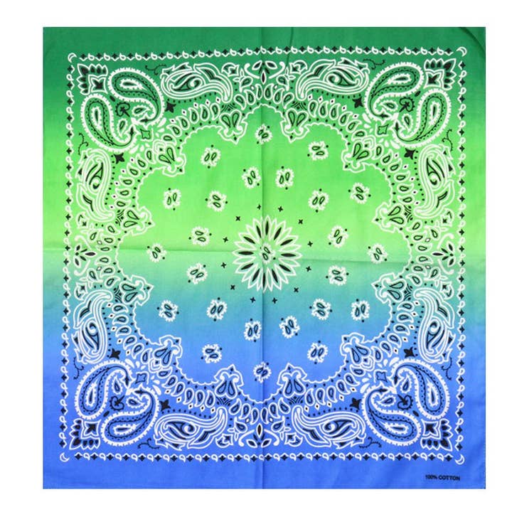 The Blissful - Wholesale Bandana - Unisex - Gradient Print Square Rainbow Paisley 100% Cotton Bandanas2