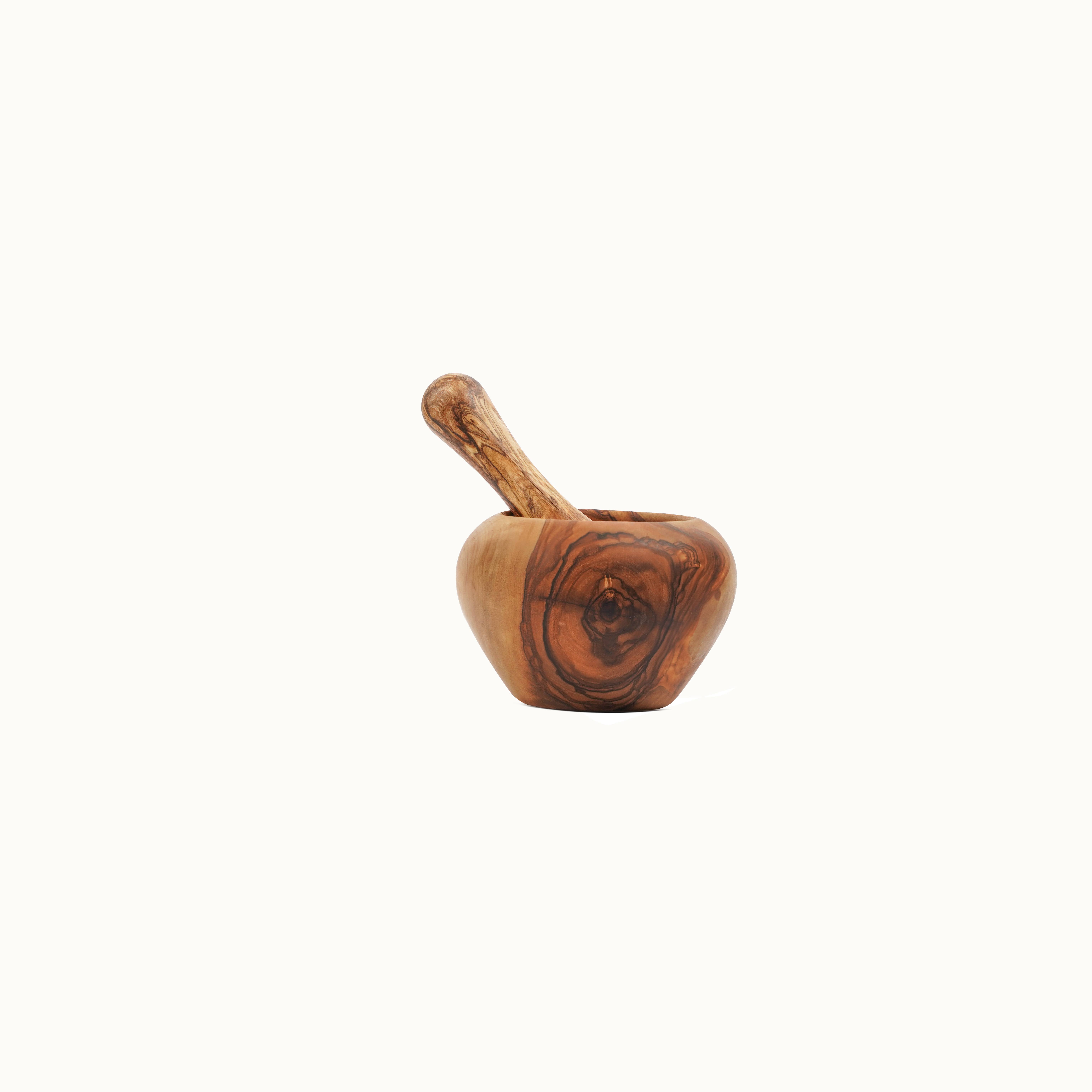 Beacrafty - Wholesale Mortar & Pestle - Mortier et Pilon Rond en Bois d'Olivier Fait Main3