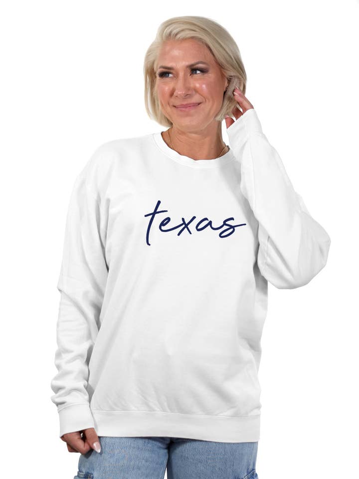Texas Script Sweatshirt for wholesale by Stated Brands