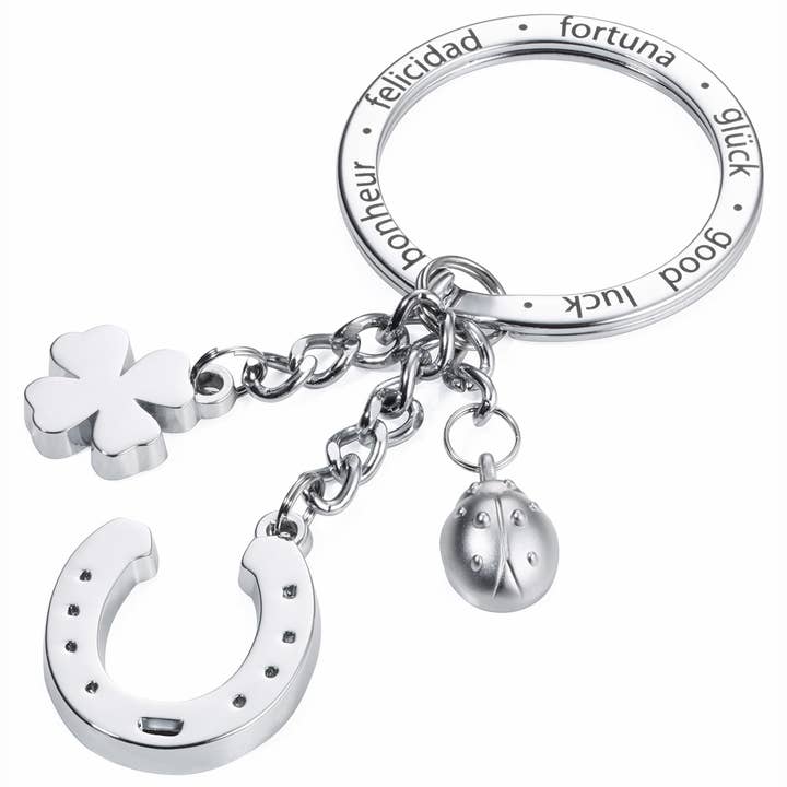 Troika GLÜCKSBRINGER, Keychain with Chromed Good Luck Charms for wholesale by Troika, Duke Baron & Paperthinks by Brand Node, Inc.
