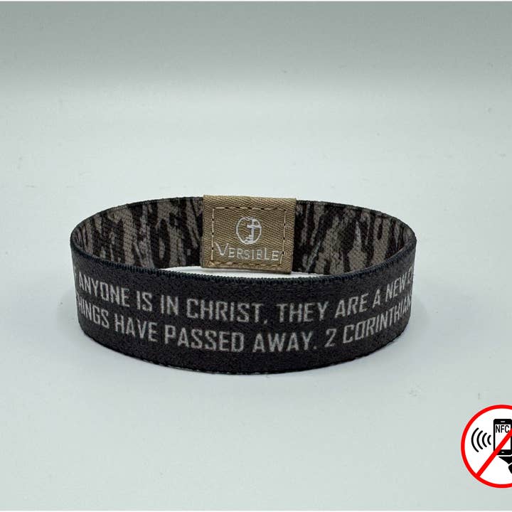 Versible - Wholesale Wristband - Versible® Wristbands - Tree Bark Camo / 2 Corinthians 5:17