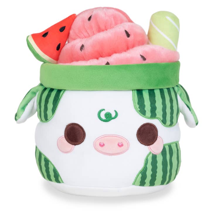 Watermelon Mooshake (Cute Kawaii Soft Cow Dessert Plush) for wholesale by Cuddle Barn, Inc.