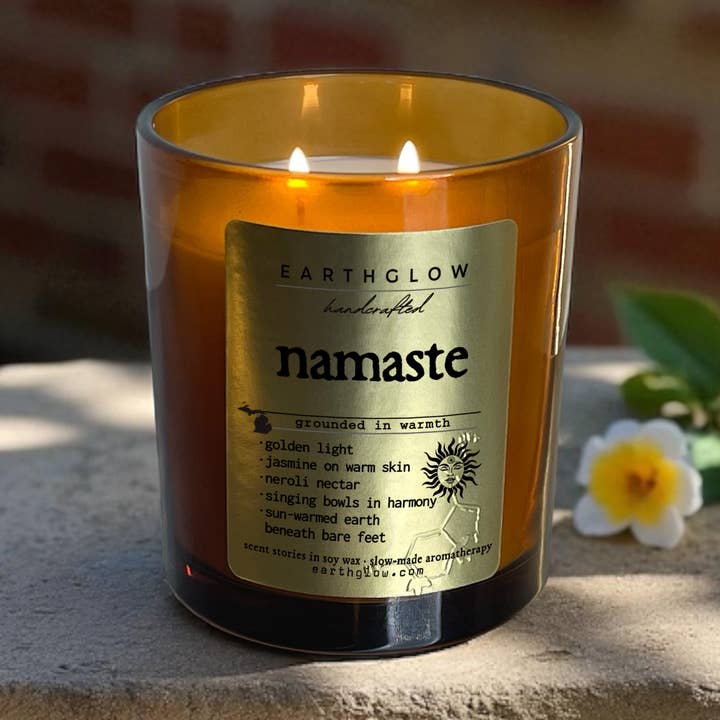 Earthglow - Wholesale Jar/Filled Candle - Namaste | 11 oz Natural Soy Blend Candle0