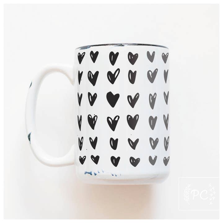 Prairie Chick Prints - Wholesale Coffee Mug - hearts | ceramic mug1